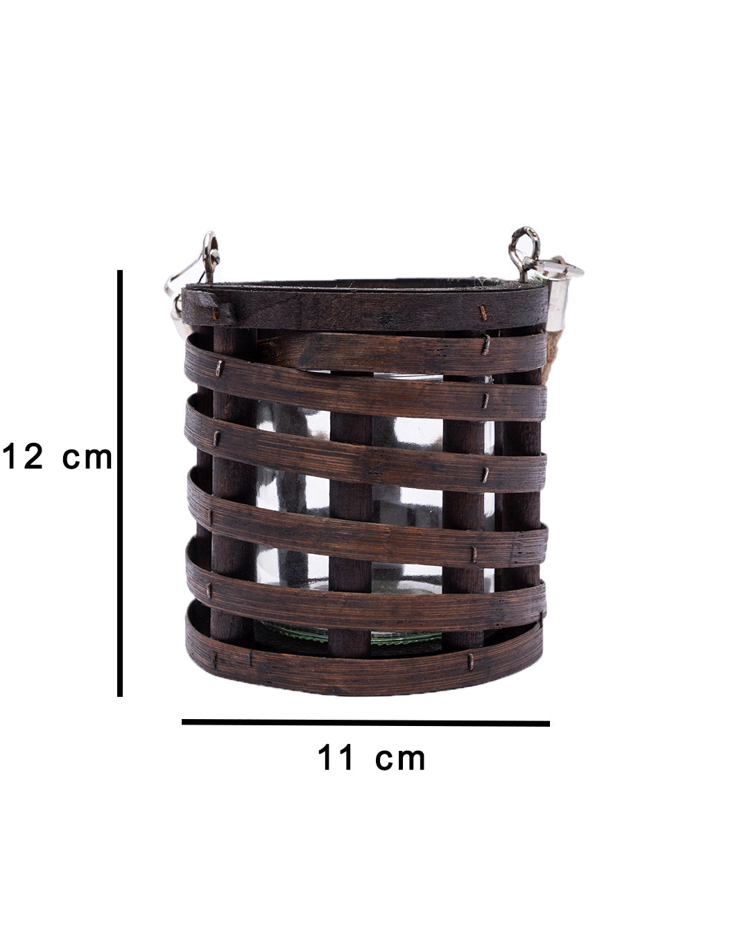 VON CASA Candleholder, Woodchip, Lantern, Brown, Wood