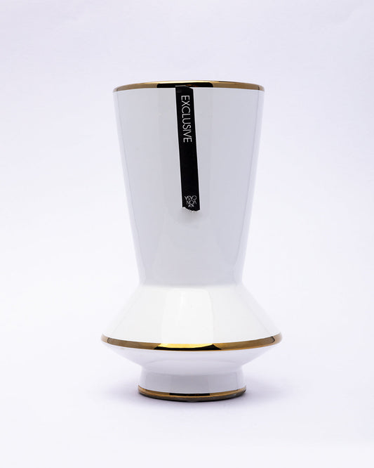 VON CASA Vase, Flower Vase, Unique Glazed Design, Decorative Vase, White, Ceramic