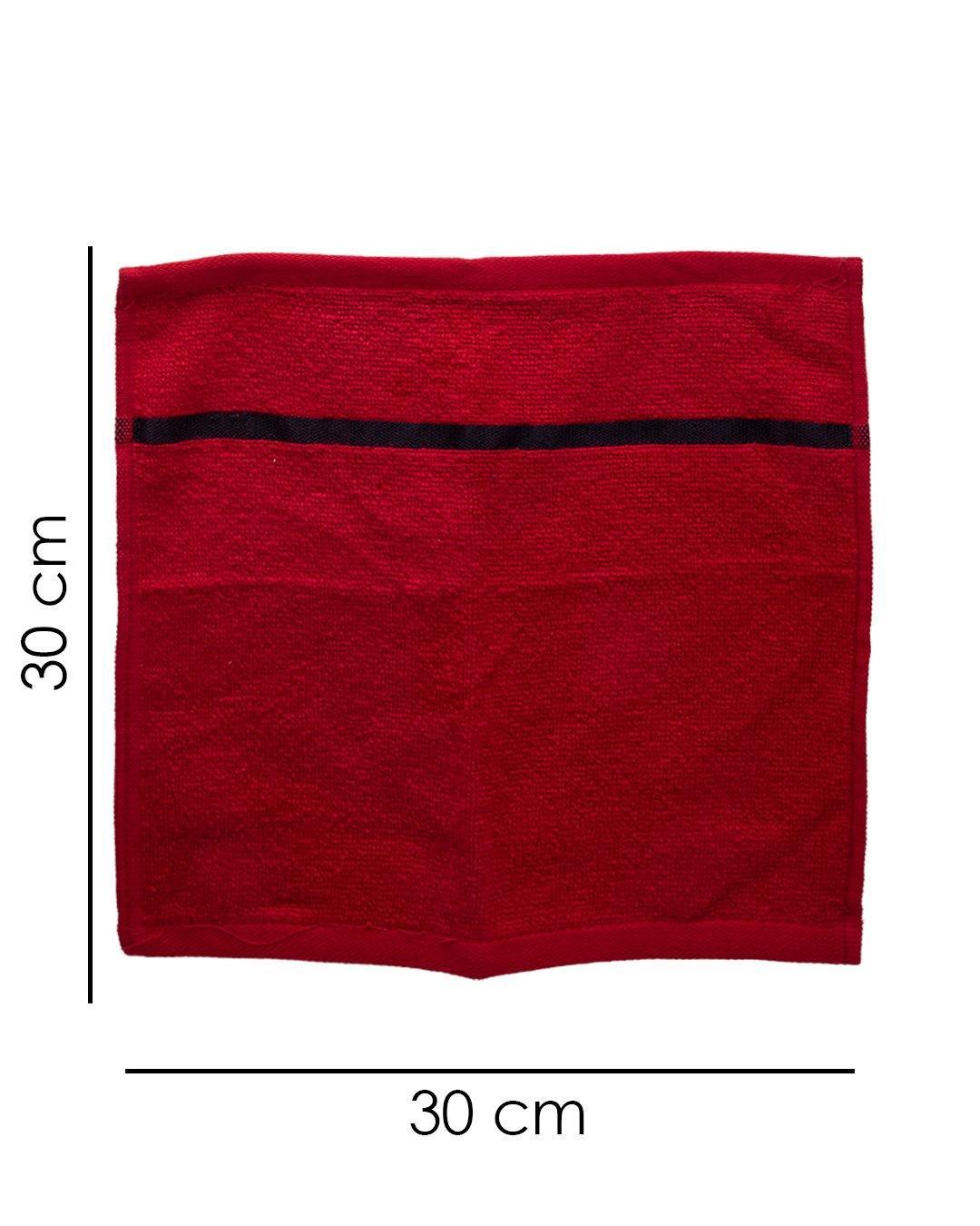 VON CASA Zero Twist Face Towel, Red, Cotton, Set of 3