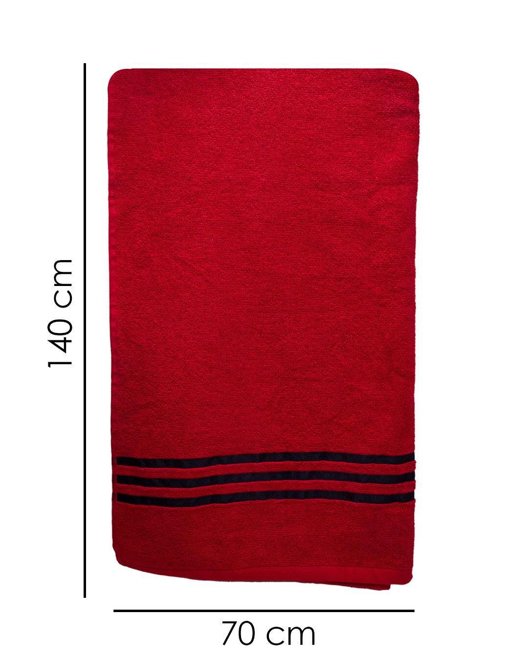 VON CASA Zero Twist Bath Towel, Red, Cotton