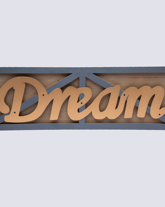VON CASA Metal Handwriting Wall Décor, Dream, Gold Colour, Metal & MDF