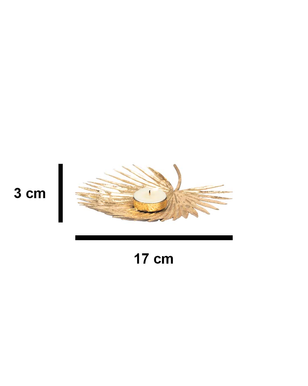 Lighting Leaf Shaped T-Light Candle Holder, Diwali Special, Golden, Iron
