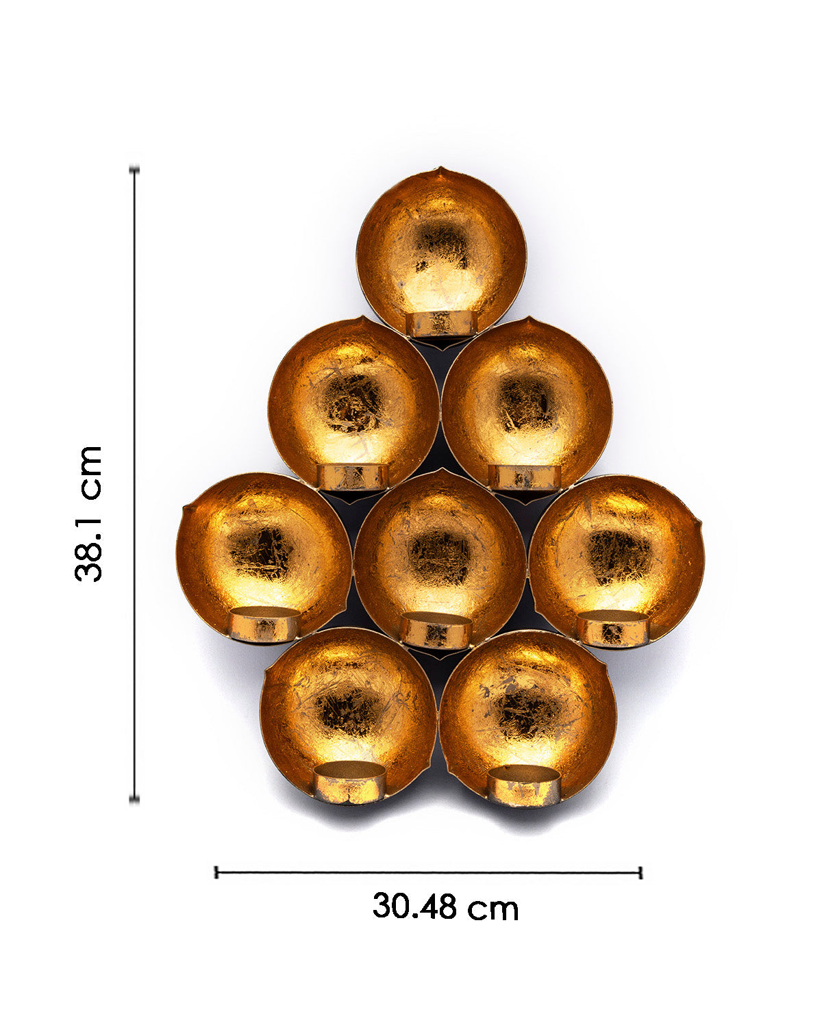 VON CASA Wall Scone Diya, 8 Diya T-Light Candle Holder, Modern Design, Gold Foiling, Mild Steel