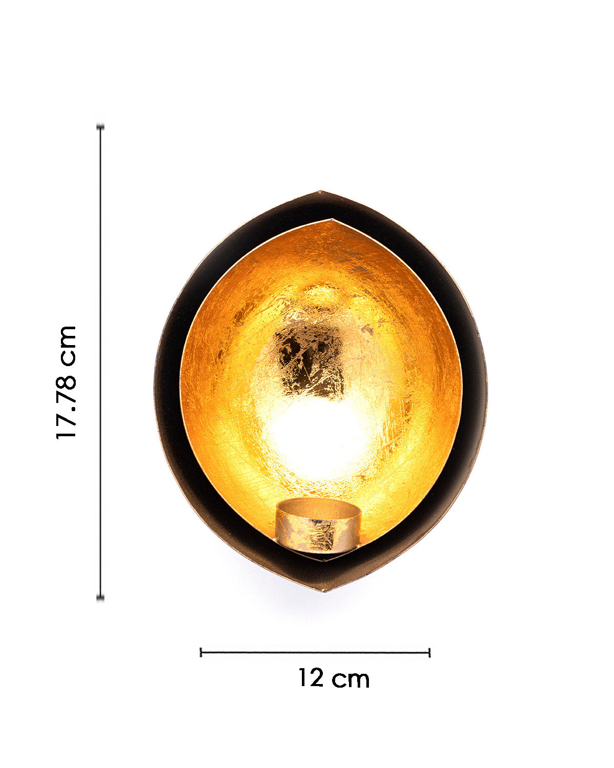 VON CASA Eye T-Light Candle Holder, Modern Design, Gold Foiling, Black Colour, Mild Steel