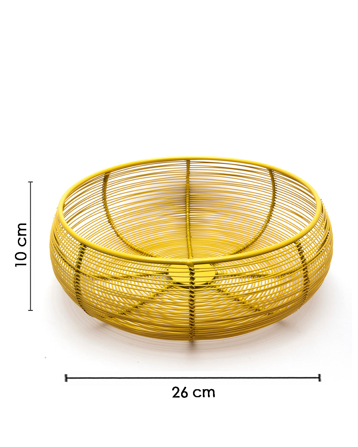 VON CASA Metal Wire Countertop Fruit Bowl, Basket Holder Stand, For Home & Kitchen, Yellow Colour, Iron