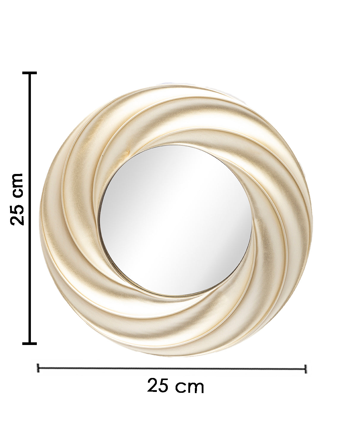 VON CASA Wall Mirror, Wall Décor, Antique Finish, Champagne Colour, Plastic, Set of 3
