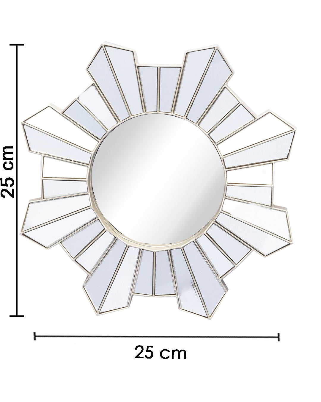 VON CASA Wall Mirror, Wall Décor, Antique Finish, Champagne Colour, Plastic, Set of 3