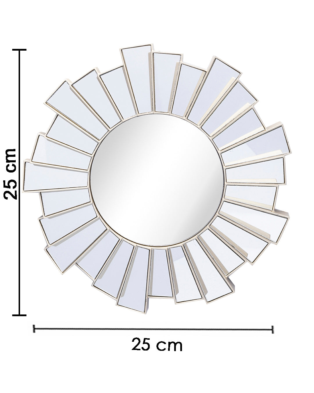 VON CASA Wall Mirror, Wall Décor, Antique Finish, Natural Colour, Plastic, Set of 3