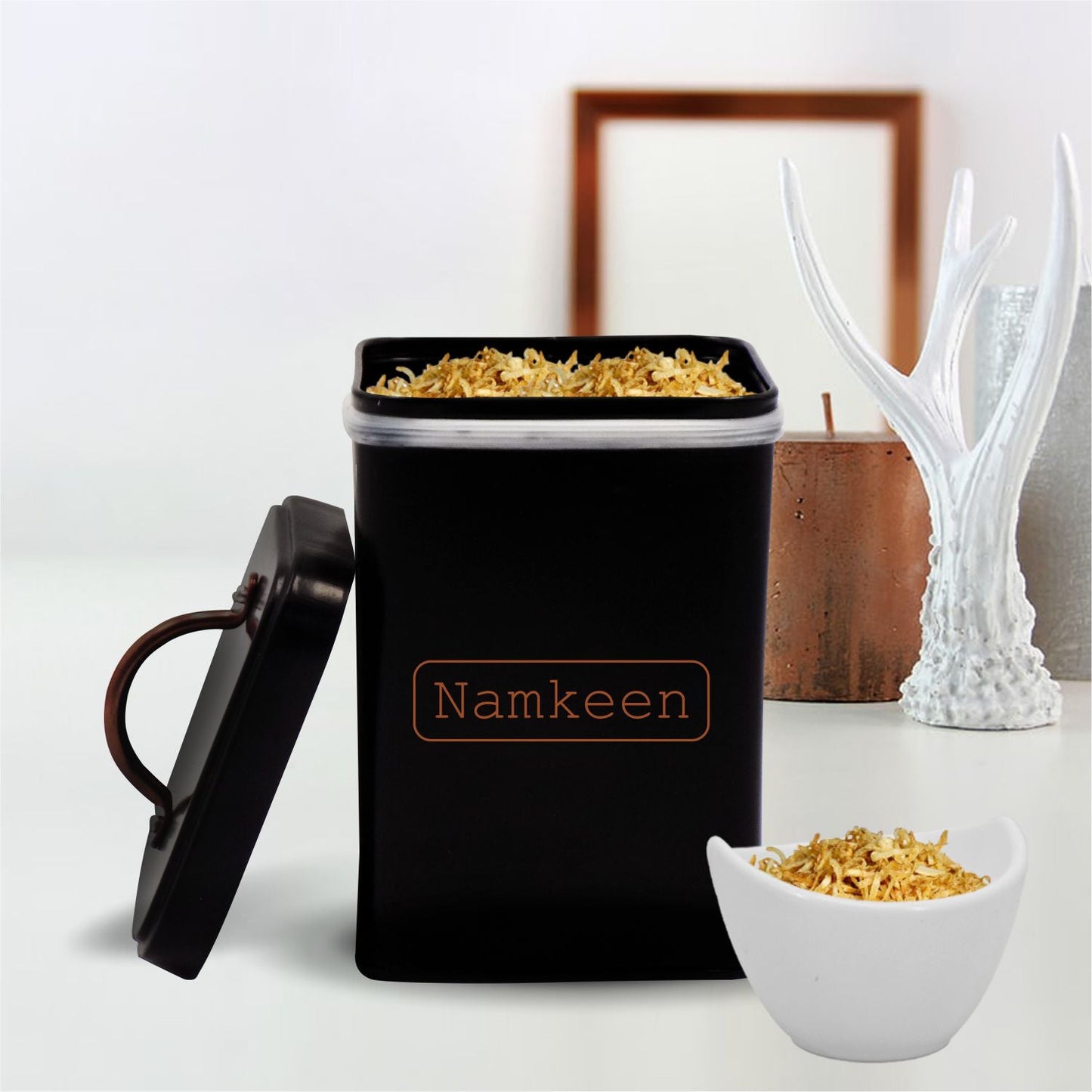 VON CASA Namkeen Jar with Lid - (Black, 1900mL)