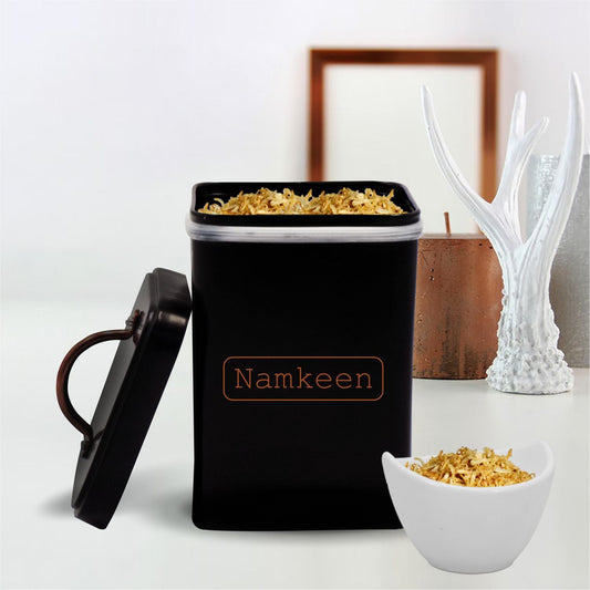 VON CASA Namkeen Jar with Lid - (Black, 1900mL)