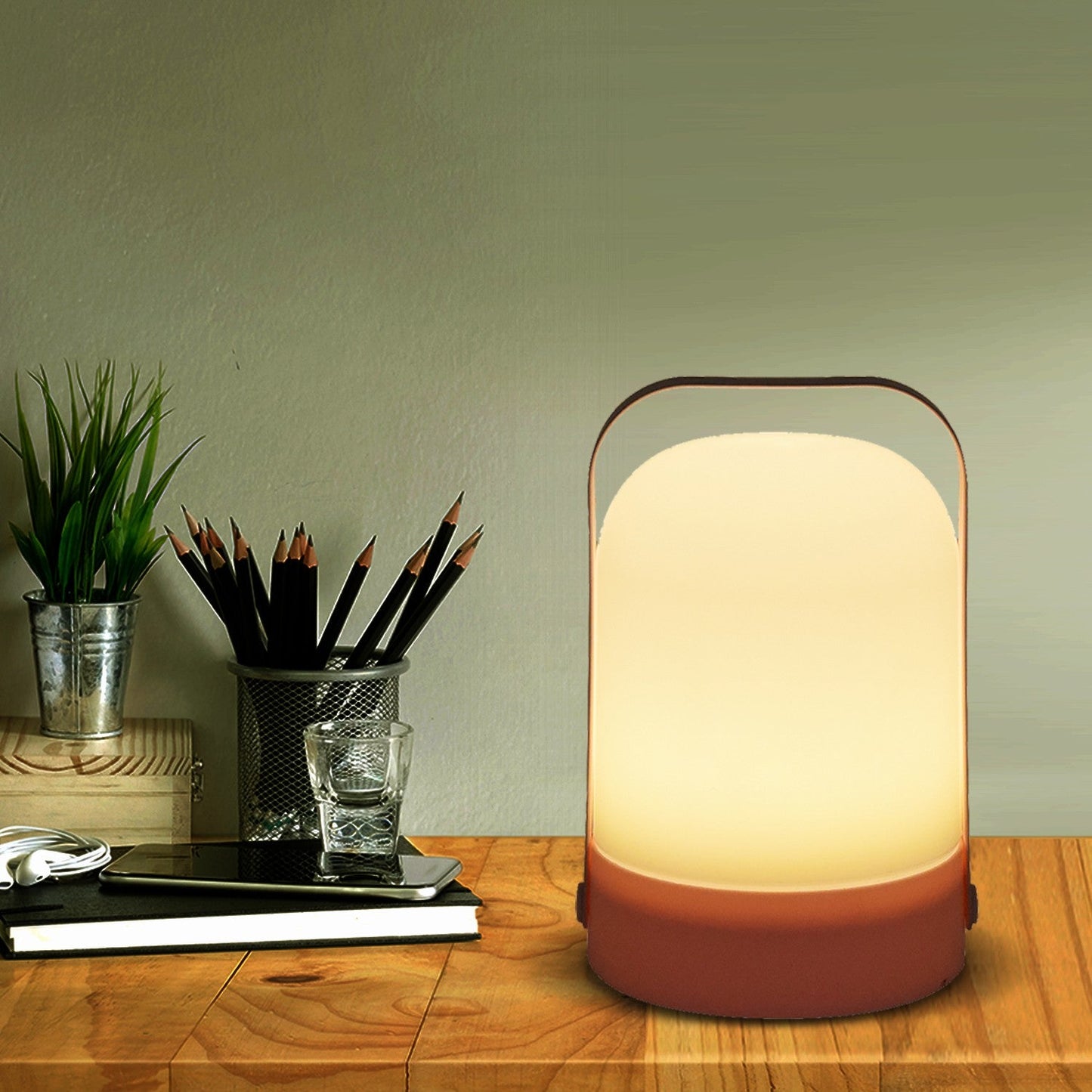 VON CASA Decorative Lantern, Lamp, Battery Operated, for Outdoor & Indoor Hanging, Table Decoration, Pink, Plastic