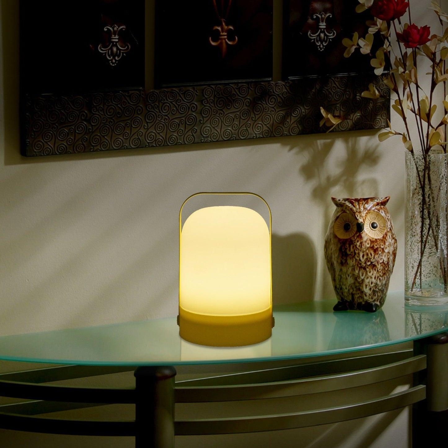 VON CASA Decorative Lantern, Lamp, Battery Operated, for Outdoor & Indoor Hanging, Table Decoration, Yellow, Plastic