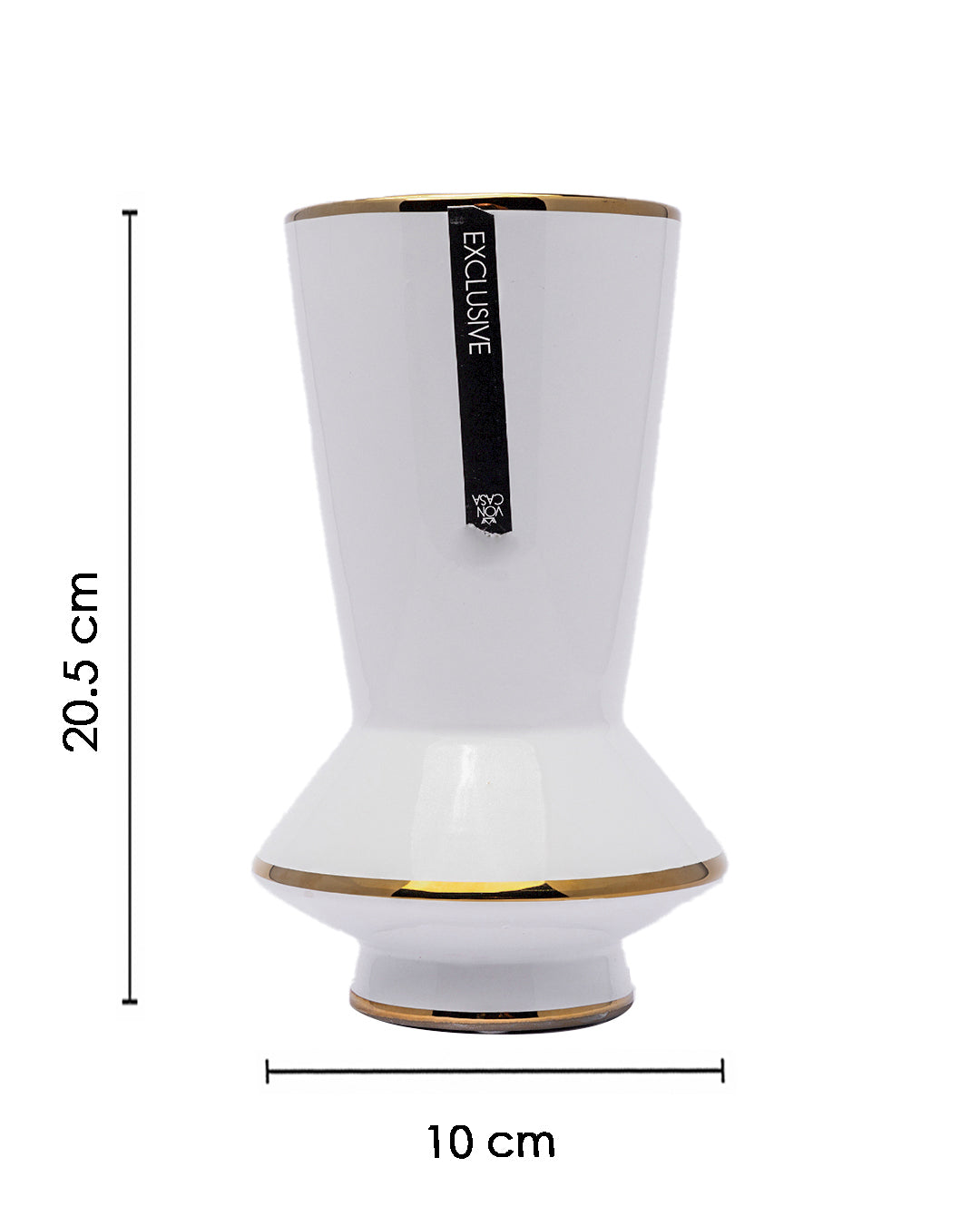 VON CASA Vase, Flower Vase, Unique Glazed Design, Decorative Vase, White, Ceramic