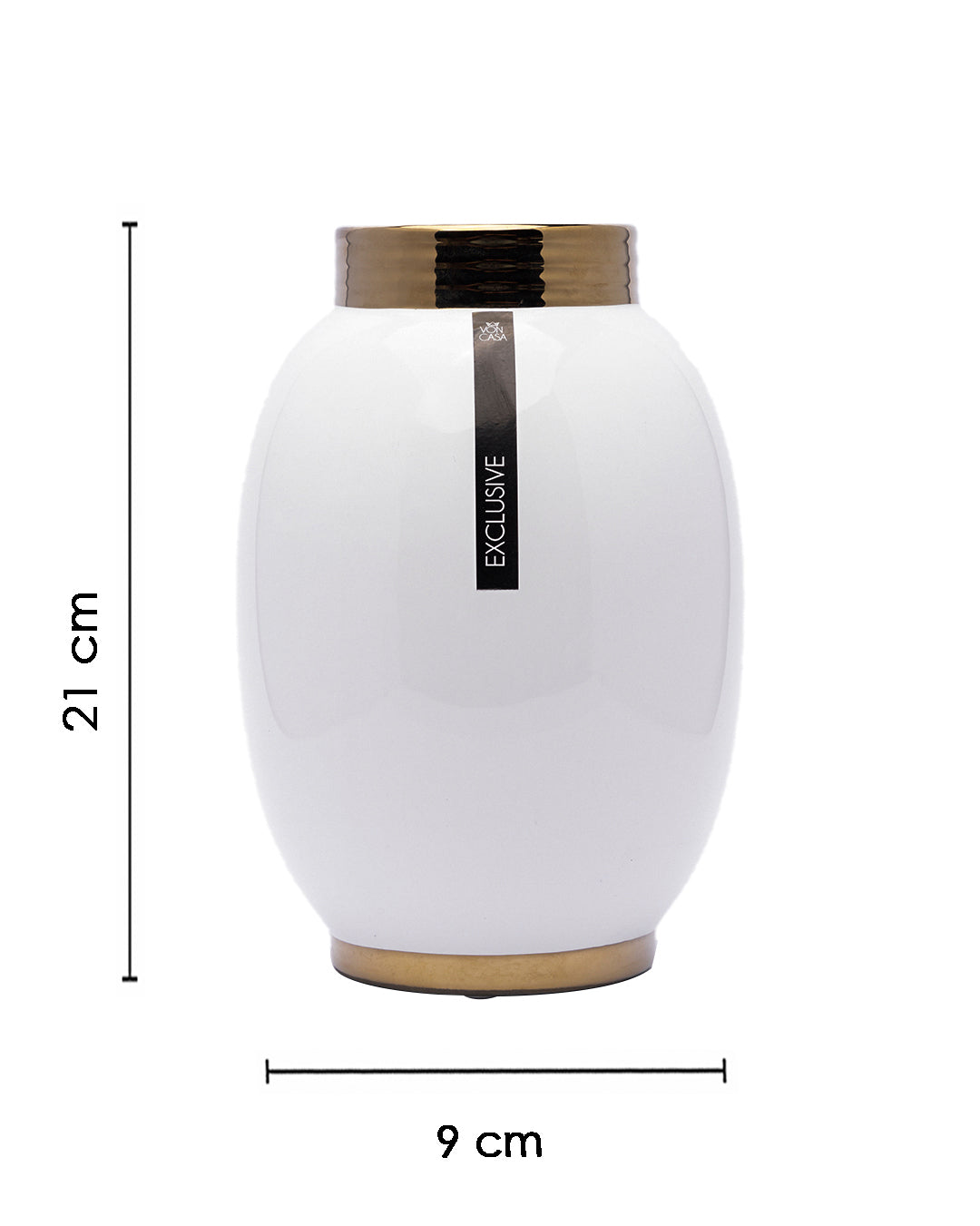 VON CASA Vase, Flower Vase, Unique Glazed Design, Decorative Vase, White, Ceramic