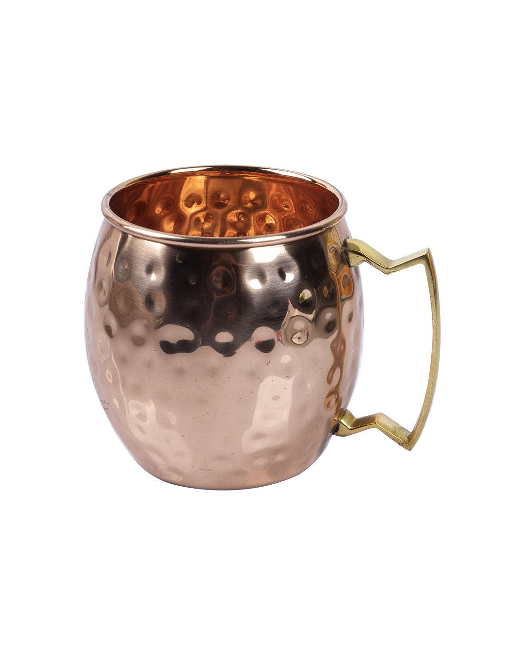 VON CASA Copper Hammered Moscow Mule Mugs with Handle (Set Of 2, 500 mL) - VON CASA