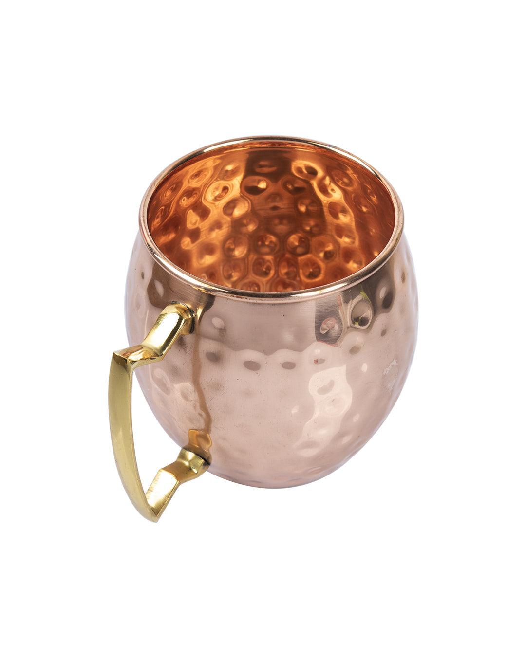 VON CASA Copper Hammered Moscow Mule Mugs with Handle (Set Of 2, 500 mL) - VON CASA