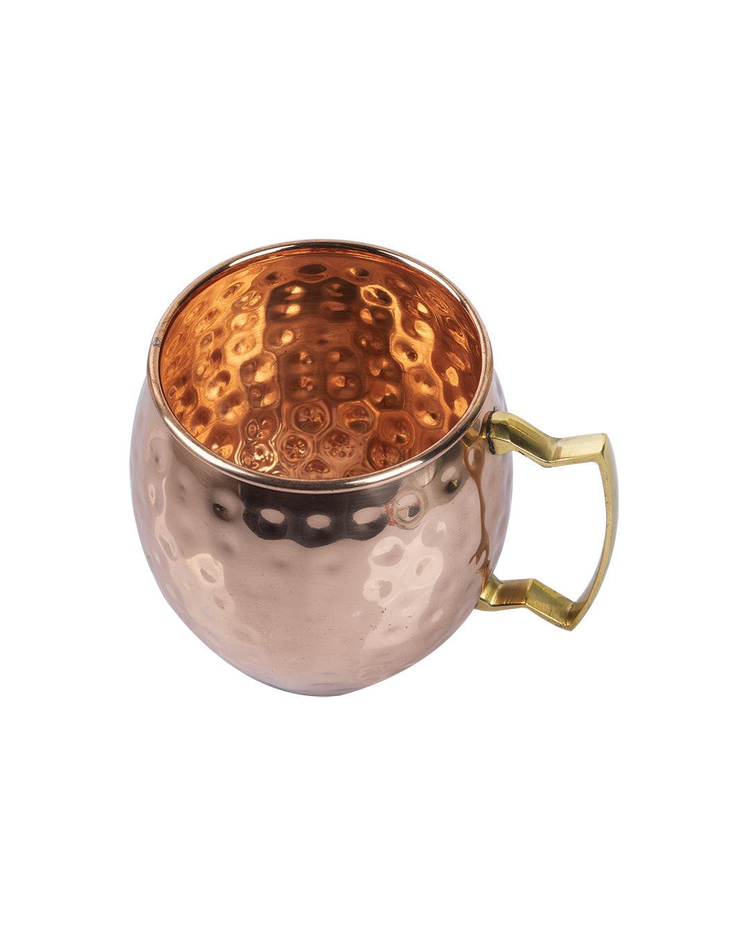 VON CASA Copper Hammered Moscow Mule Mugs with Handle (Set Of 2, 500 mL) - VON CASA