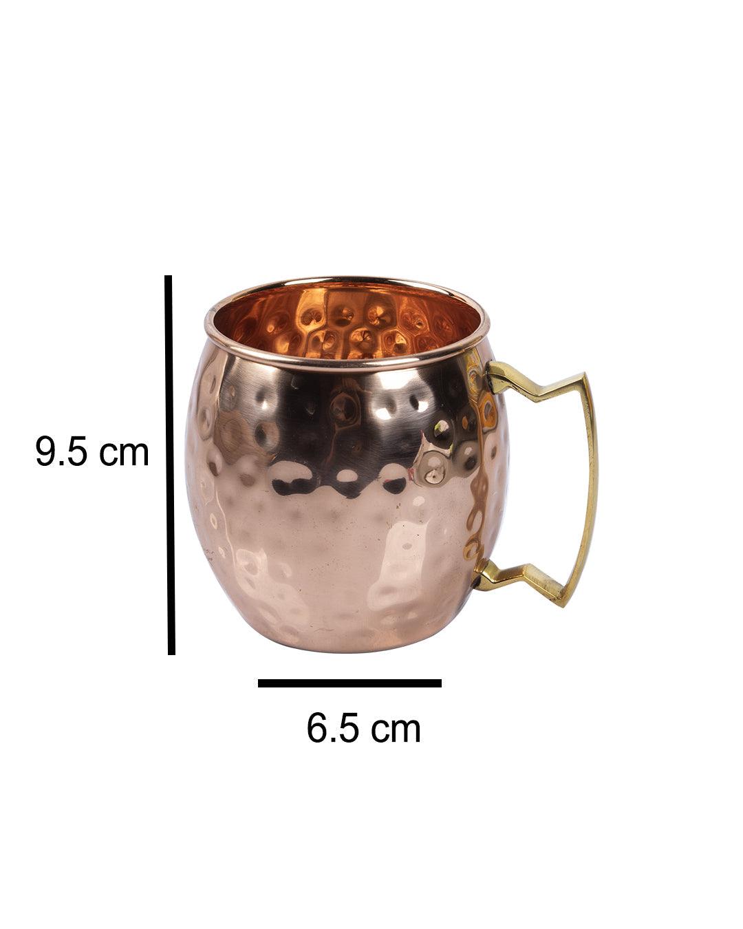 VON CASA Copper Hammered Moscow Mule Mugs with Handle (Set Of 2, 500 mL) - VON CASA