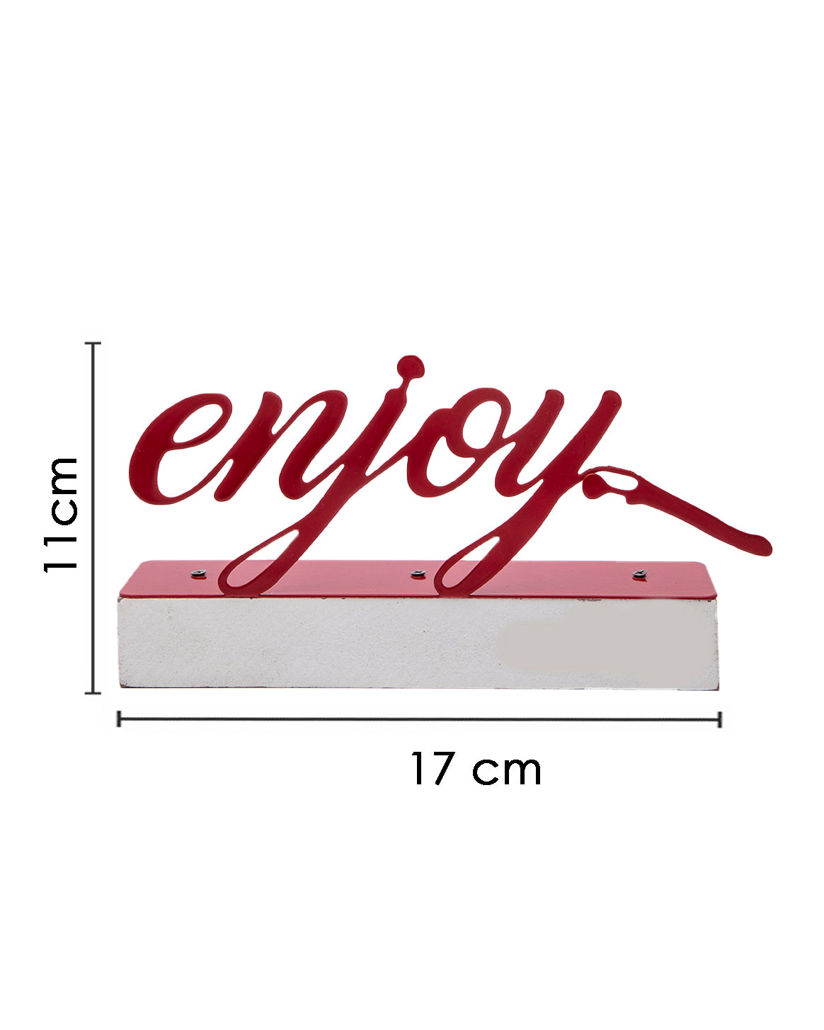 VON CASA Metal Handwriting Table Décor, Enjoy, Red Colour, Metal & MDF