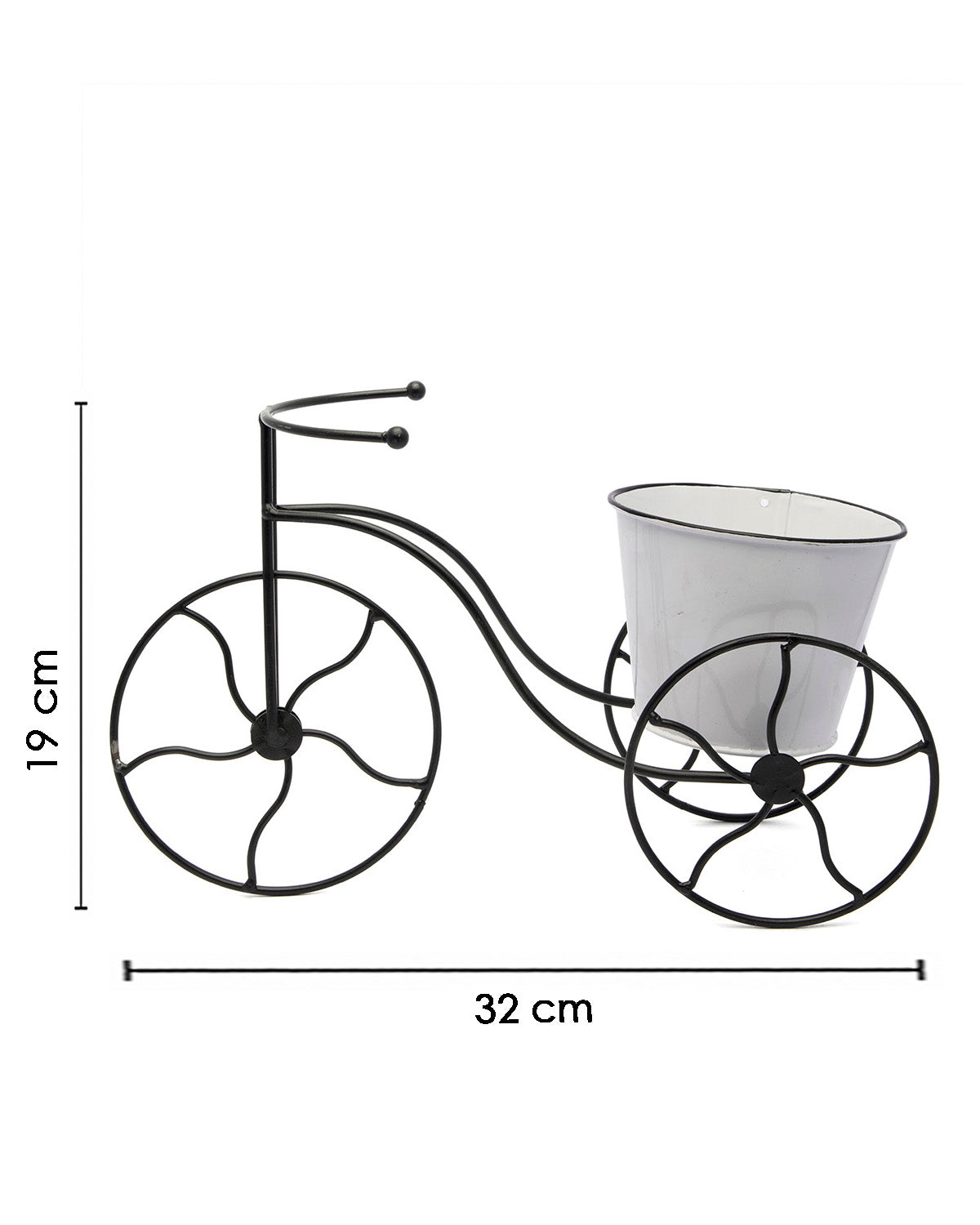 VON CASA Table Planter, Decorative, Cycle Shaped Planter, Home & Office Decor, White, Iron