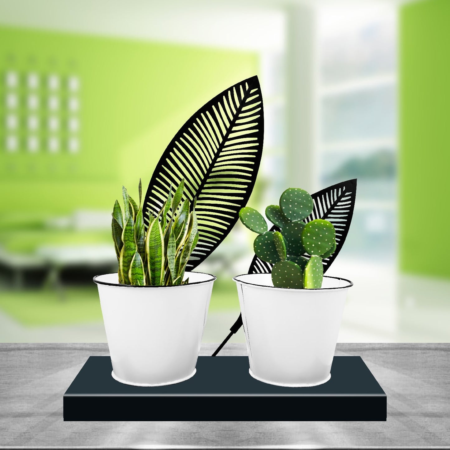 VON CASA Table Planter, Decorative, Home & Office Decor, White, Iron