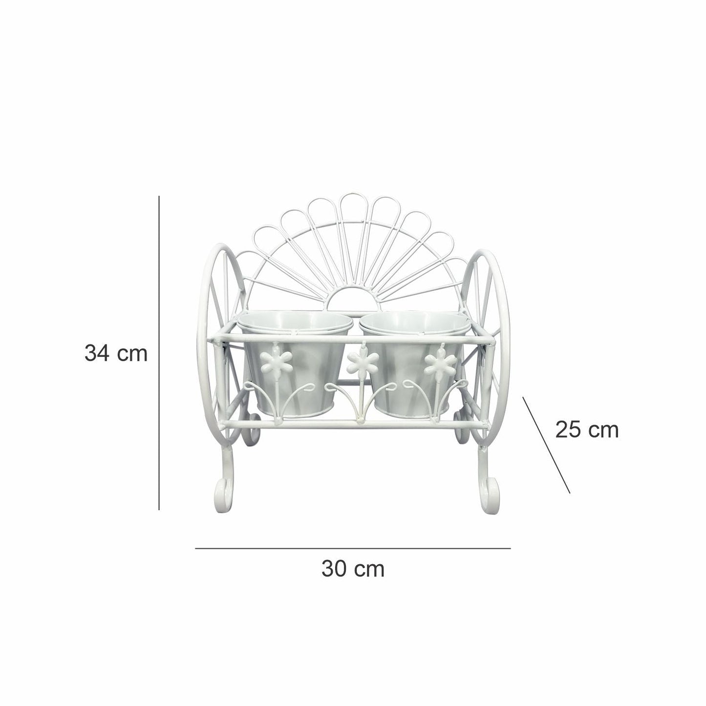 VON CASA Table Planter, Decorative, Home & Office Decor, White, Iron