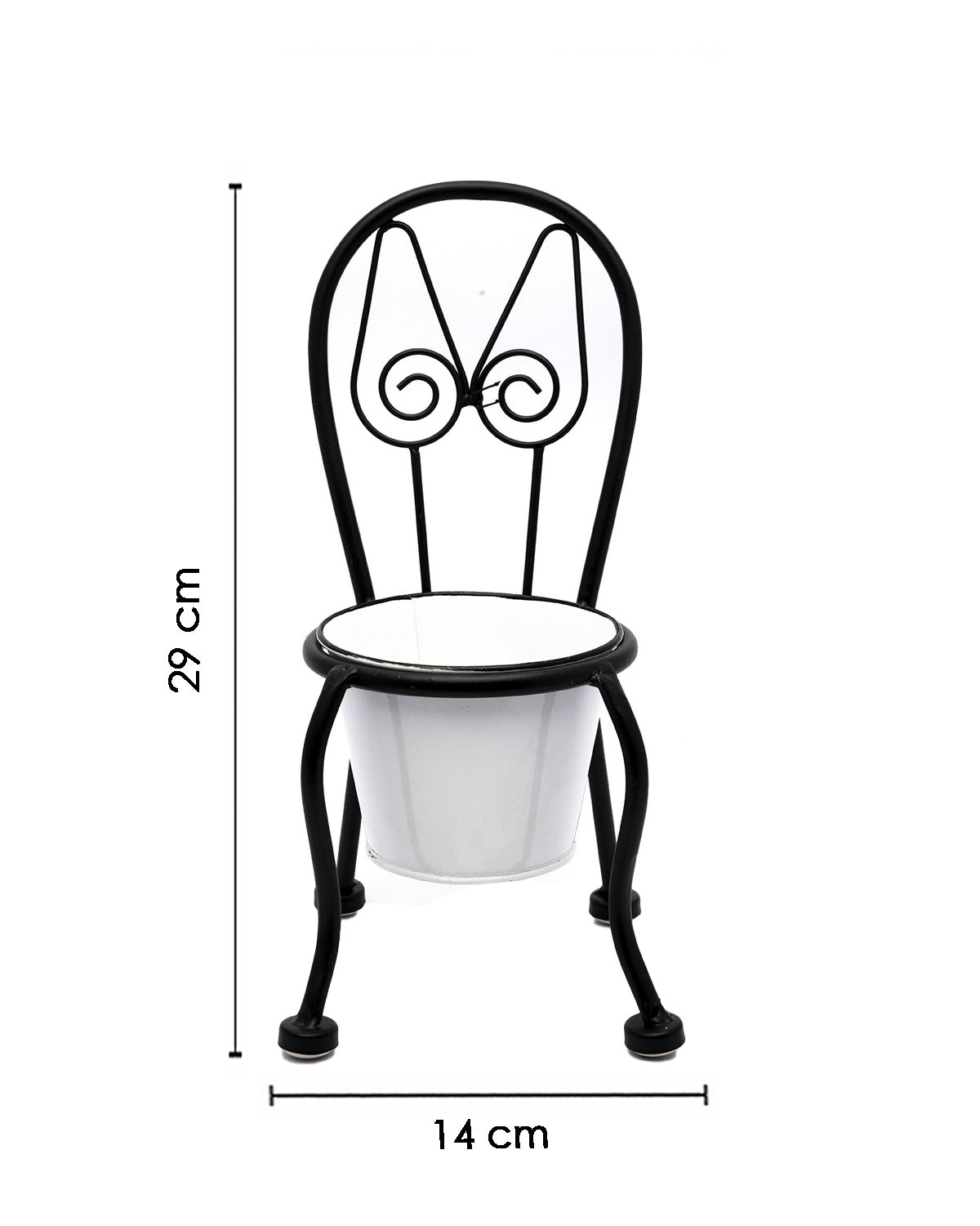 VON CASA Table Planter, Chair Shaped, Decorative, Home & Office Decor, White, Iron