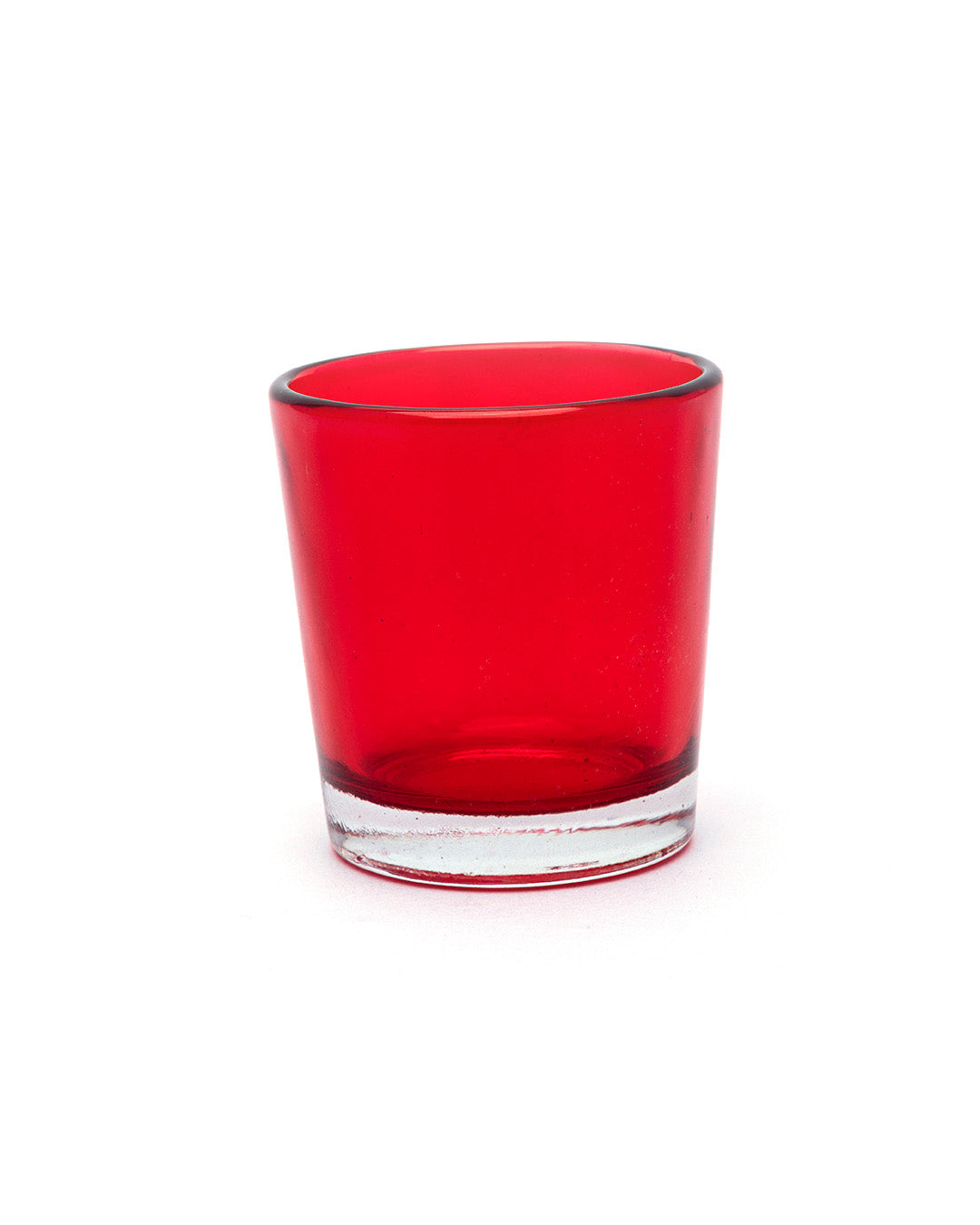 VON CASA Geo T-Light Candle Holder, Clear Crystal Votive Holder, Red Votive, Red Colour, Mild Steel