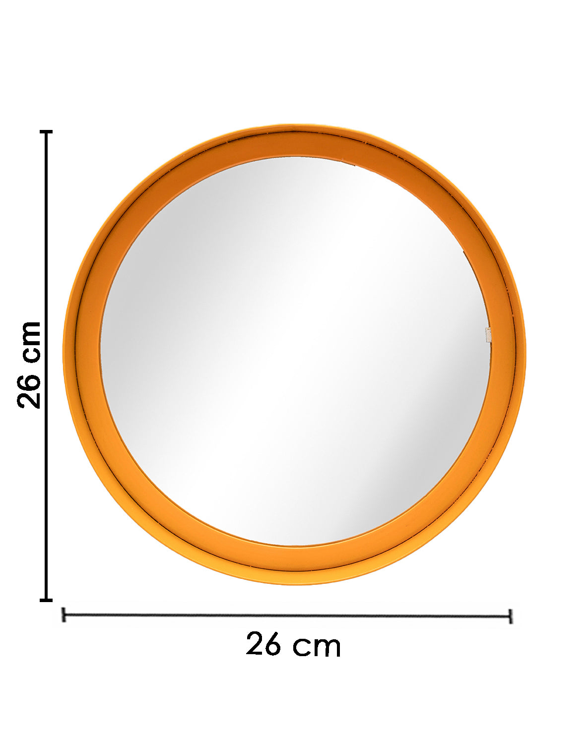 VON CASA Round Mirror, Metal Frame, Elegant Style, Modern Design, Yellow Colour, Mild Steel