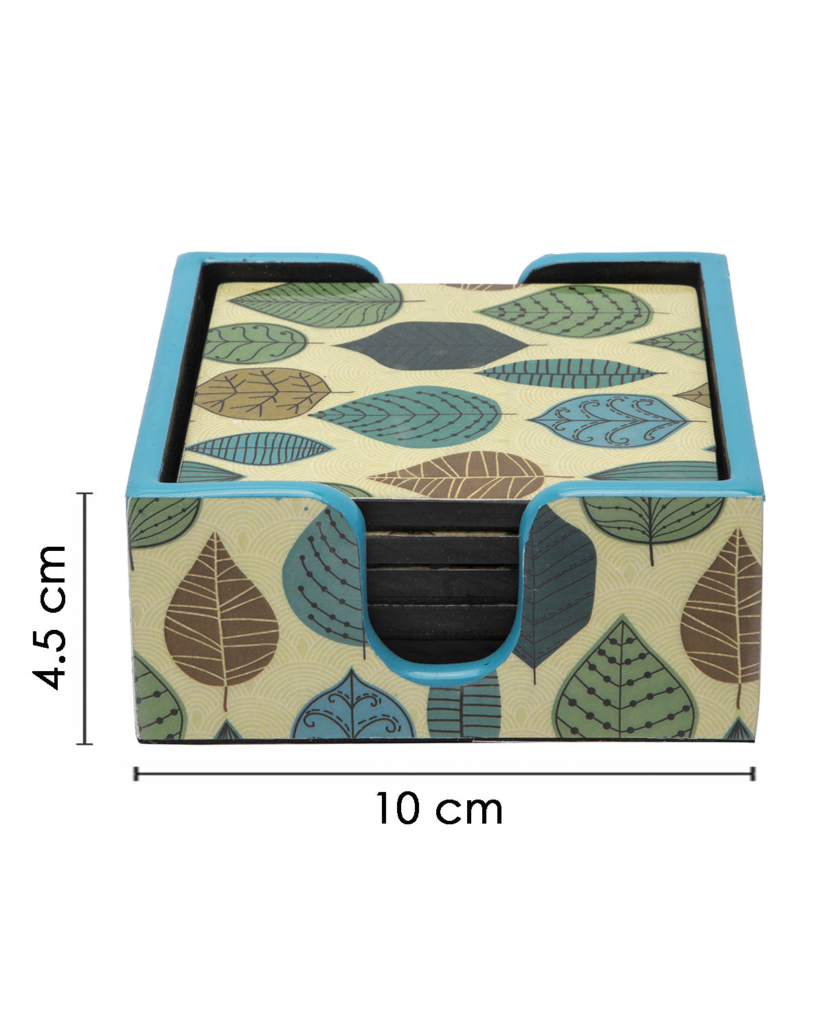 Table Tea Coaster with Holder, Multicolour, MDF, Set of 6