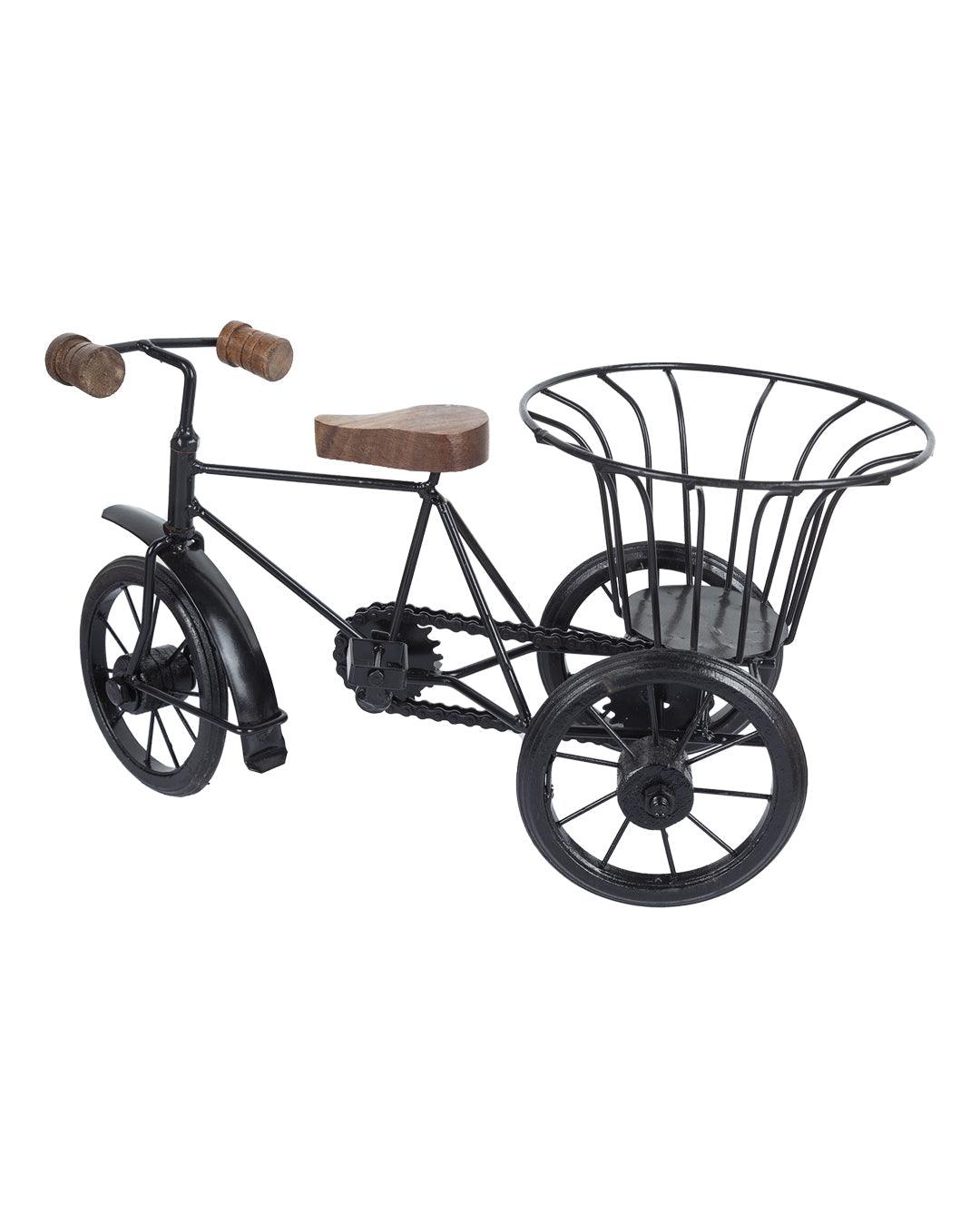 VON CASA 'Planter On Wheels' Table Planter Pot In Matte Black - VON CASA