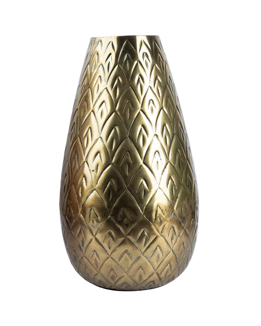 VON CASA Table Flower Vase, Hammered Finish, Golden Colour, Mild Steel