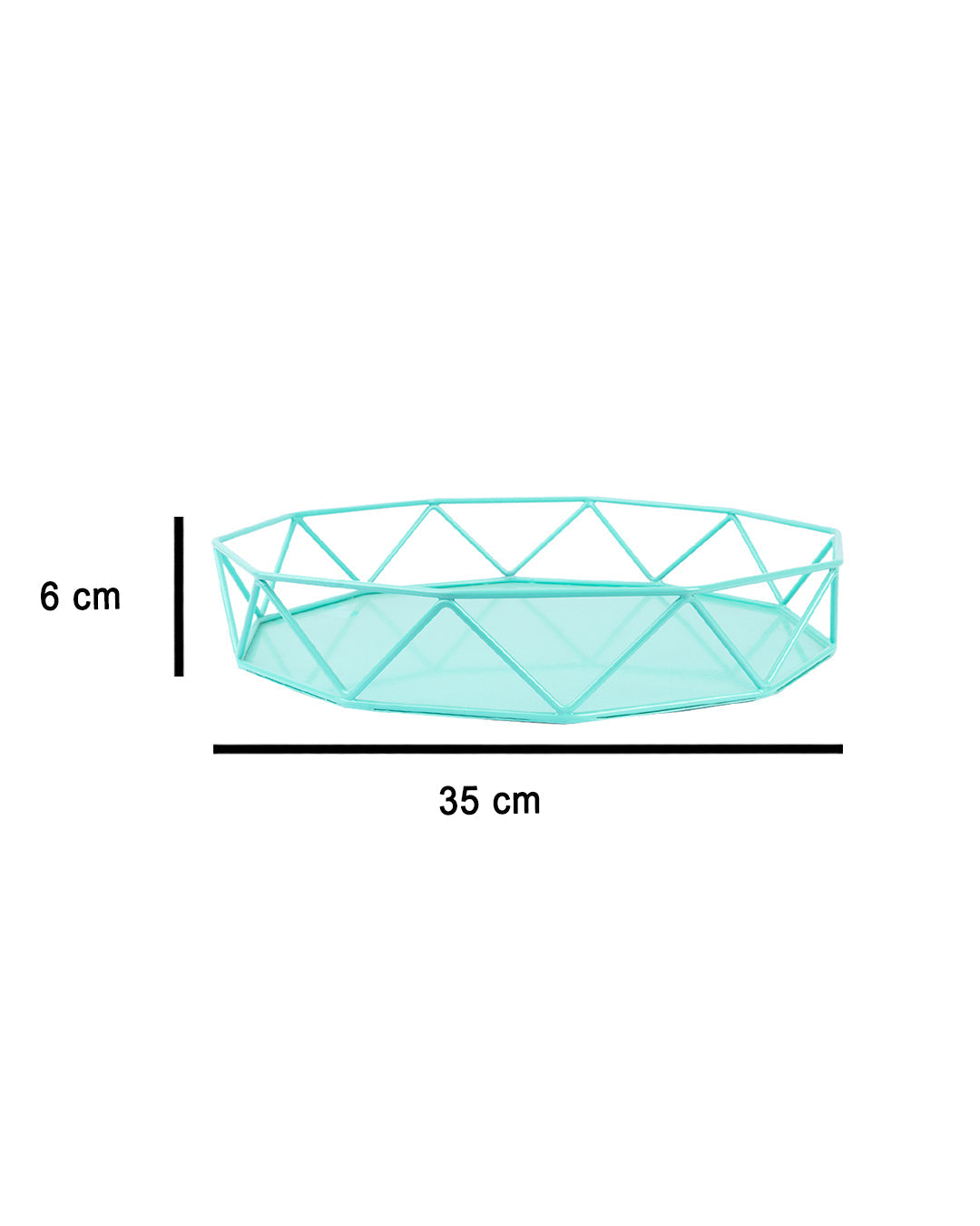 VON CASA Metal Serving Tray, Matt Finish, Turquoise, Mild Steel