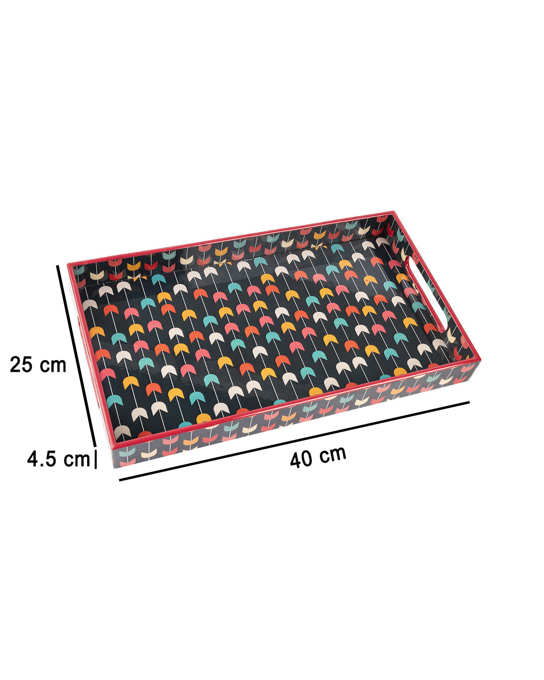 VON CASA Tray with Handle, Multicolour, MDF