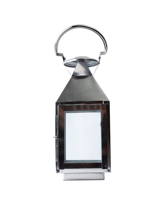 VON CASA Table Lantern, Small, Silver, Stainless Steel & Glass