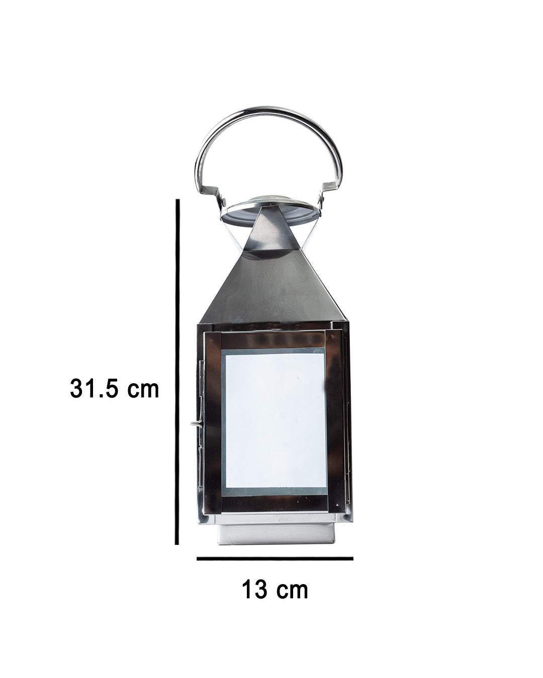 VON CASA Table Lantern, Small, Silver, Stainless Steel & Glass
