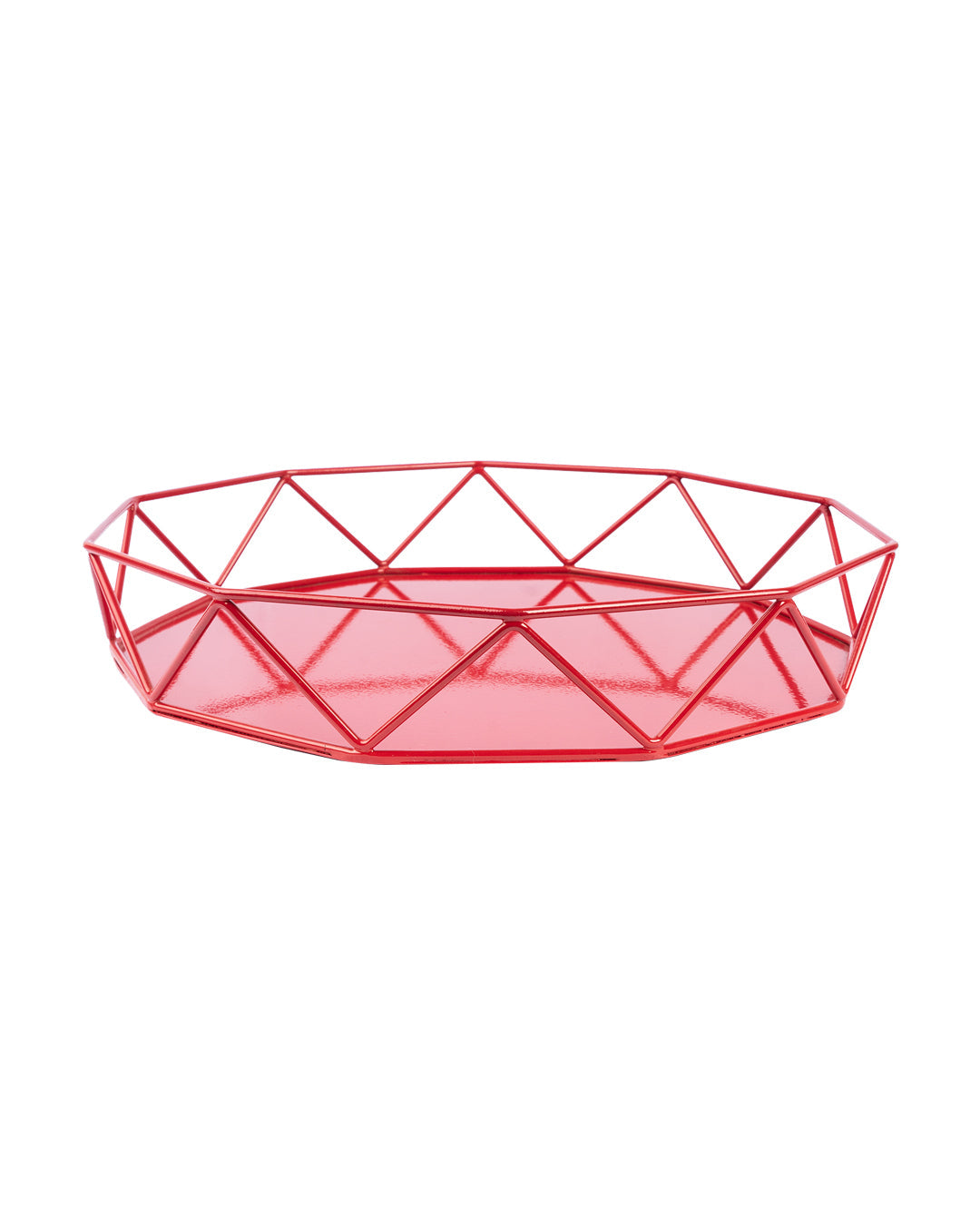 VON CASA Metal Serving Tray, Matt Finish, Red, Mild Steel