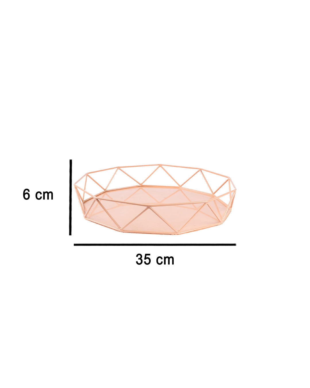 VON CASA Metal Serving Tray, Matt Finish, Peach, Mild Steel