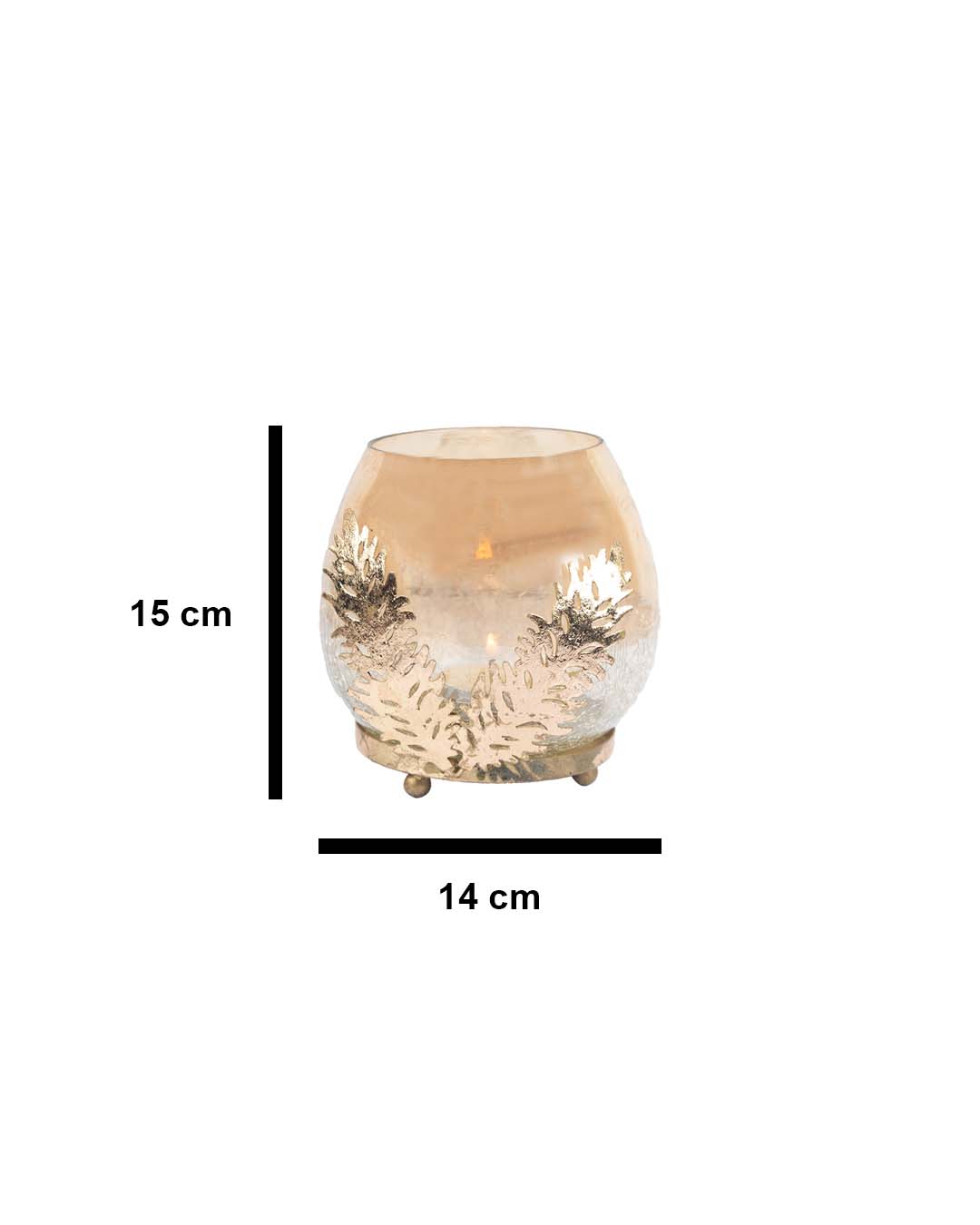 Lighting Table Decorative Leaf Votive Candle Holder, Golden, Iron