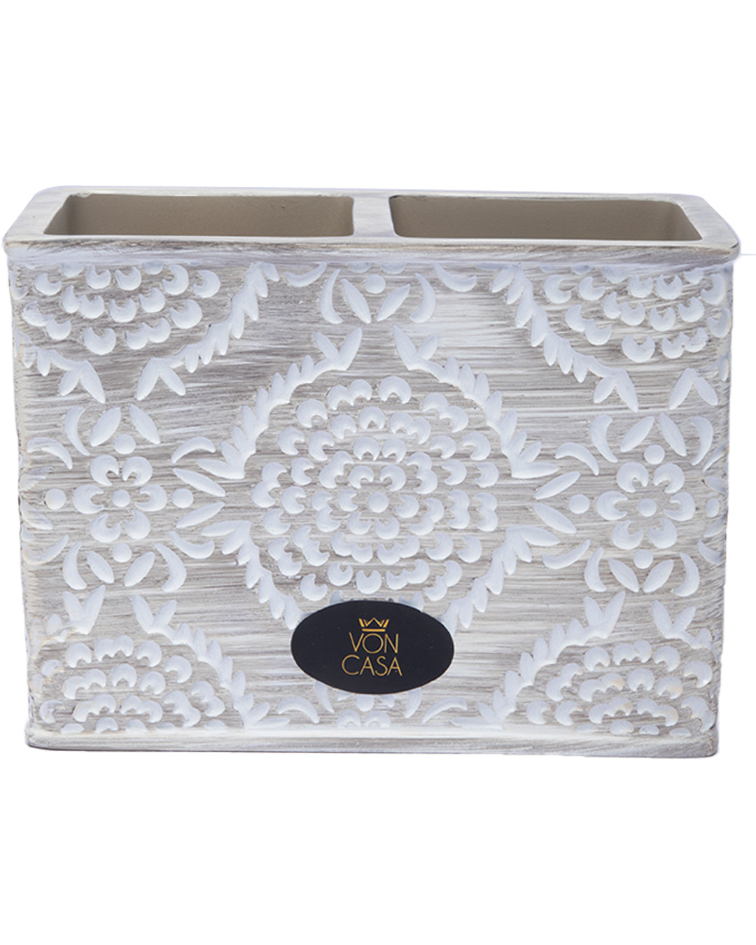 VON CASA Traditional Engraved Design Toothbrush Holder