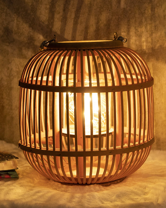 VON CASA Lantern, Bamboo Lantern, Yellow, Wood