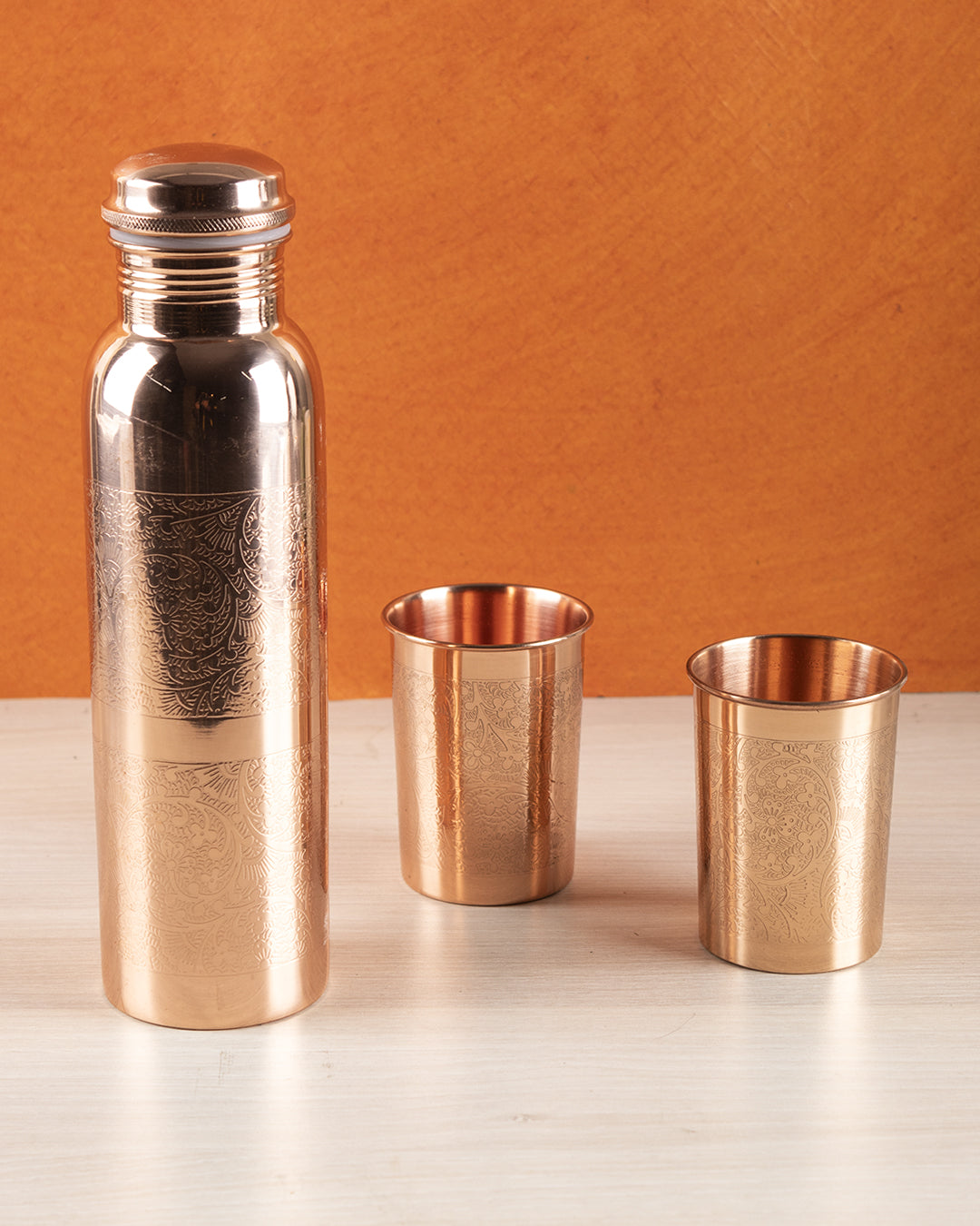 Designer Copper Bottle Set, Branded