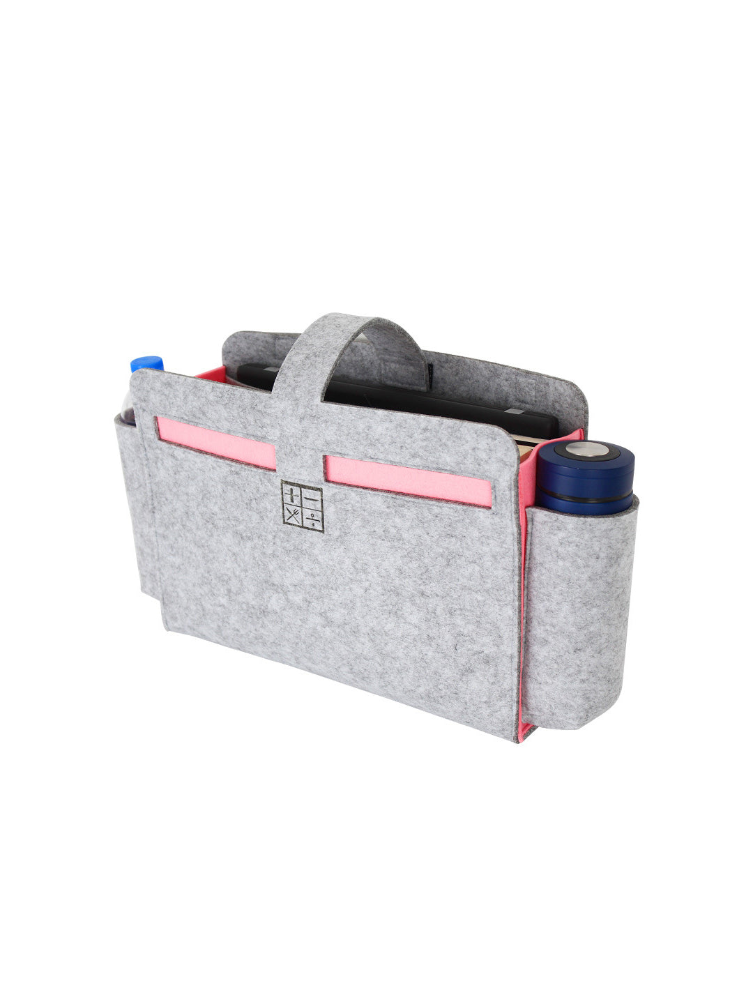 VON CASA Rectangular Felt Organizer - 47X10X33Cm - Light Grey & Pink