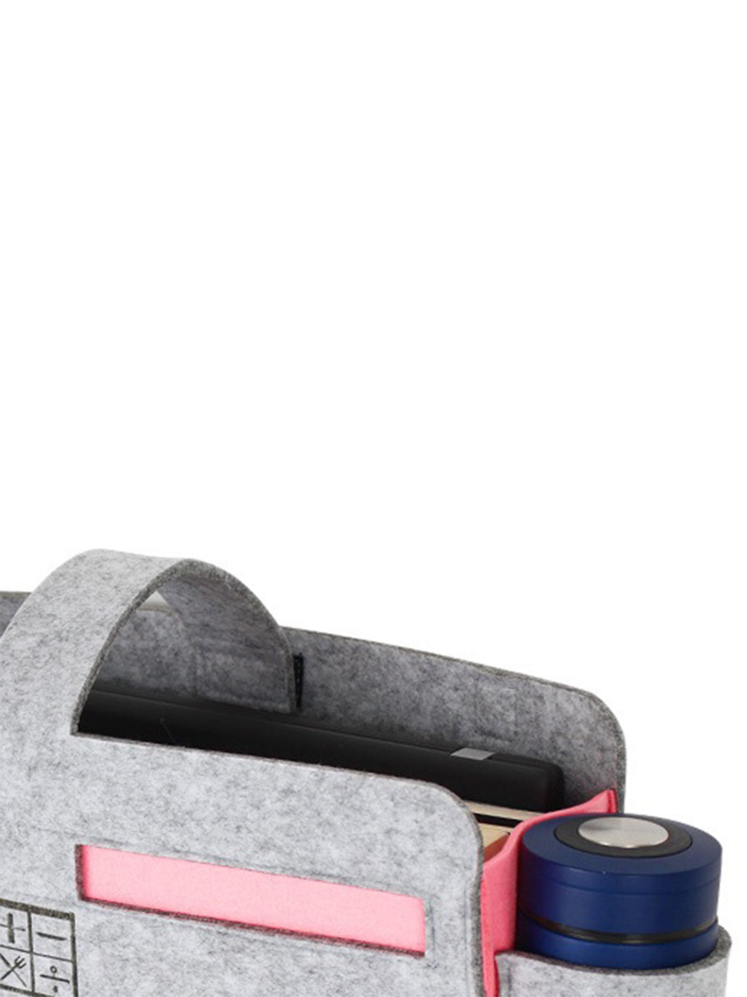 VON CASA Rectangular Felt Organizer - 47X10X33Cm - Light Grey & Pink