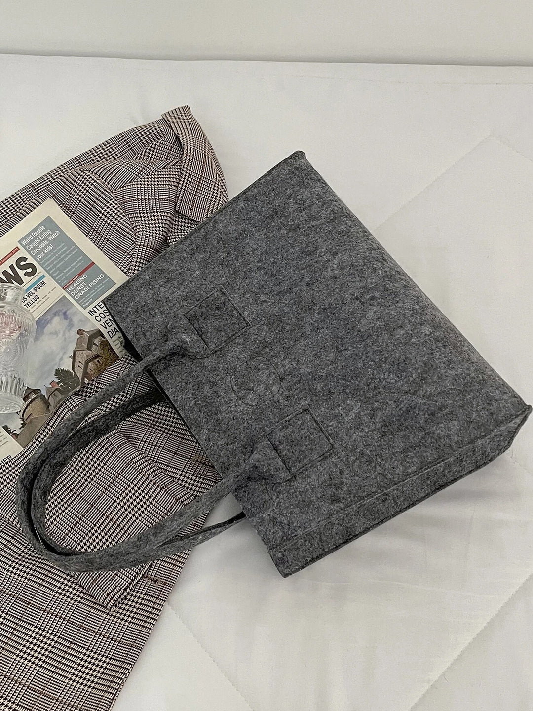 VON CASA Large Capacity Felt Bags For Storage Home - 50X25X25Cm - Dark Grey