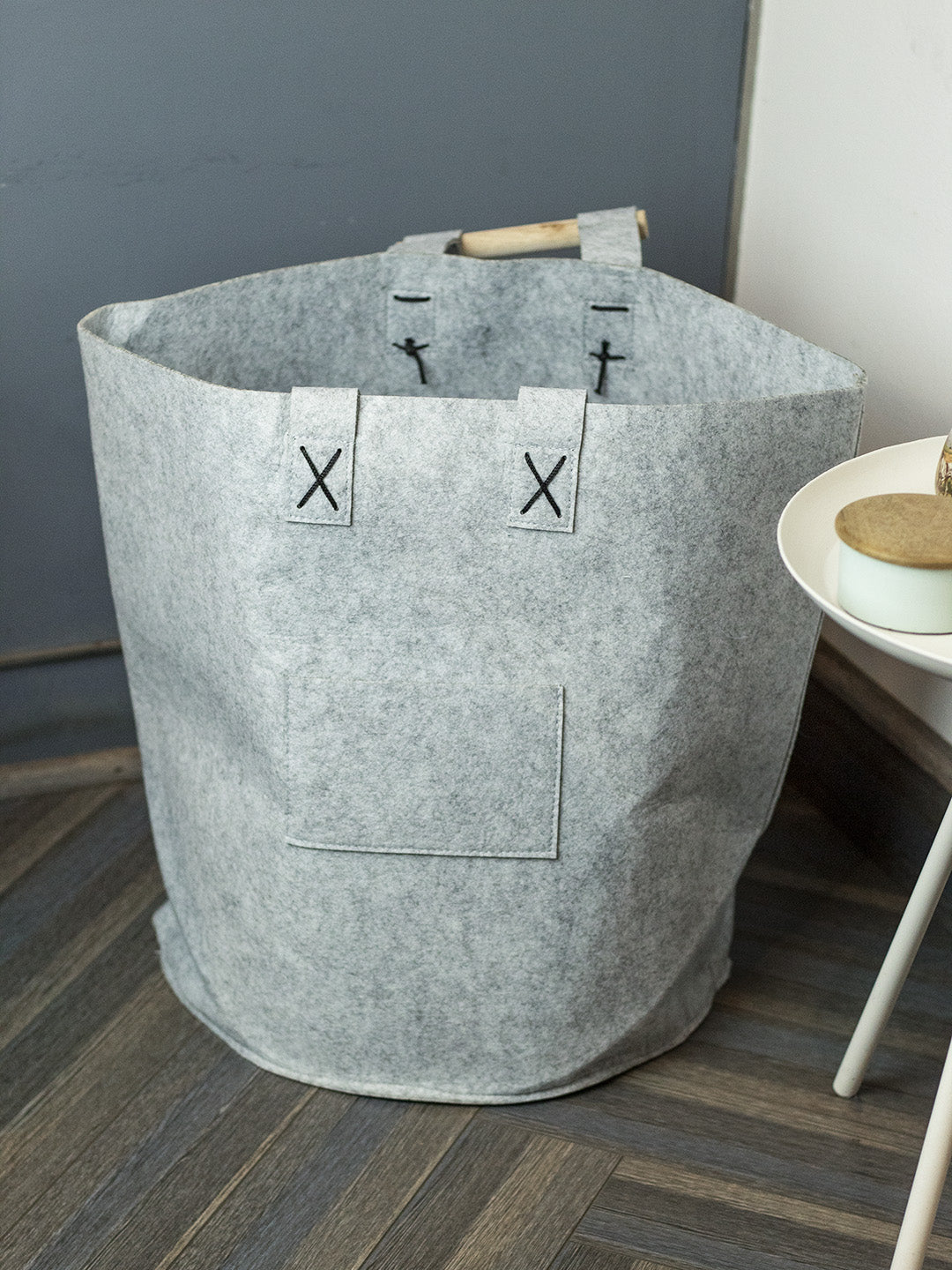 VON CASA Nordic Felt Storage Basket - Light Grey