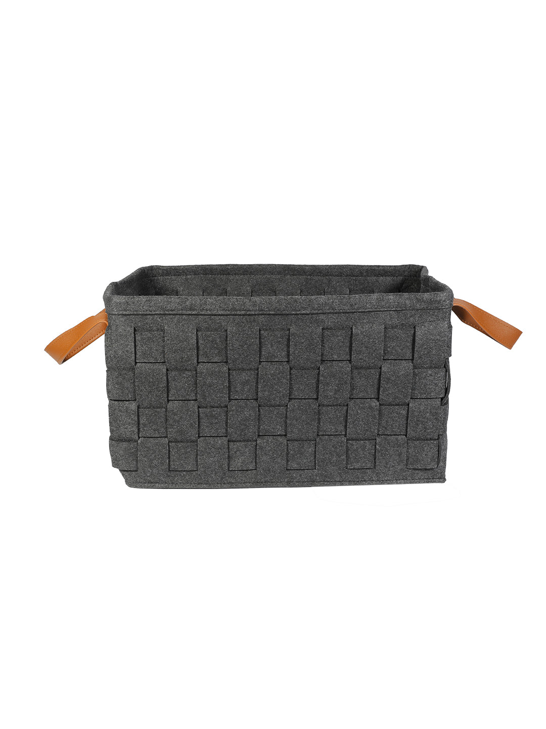 VON CASA Felt Fabric Storage Basket Organizer Boxes - 25 Litre, Dark Grey