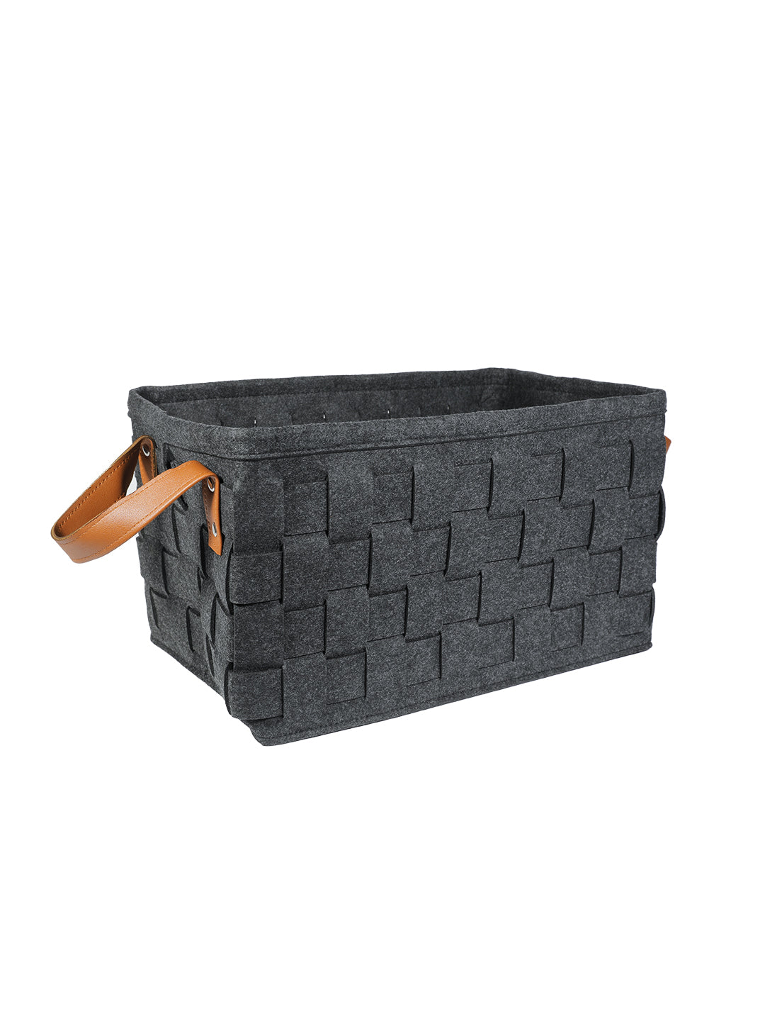 VON CASA Felt Fabric Storage Basket Organizer Boxes - 25 Litre, Dark Grey