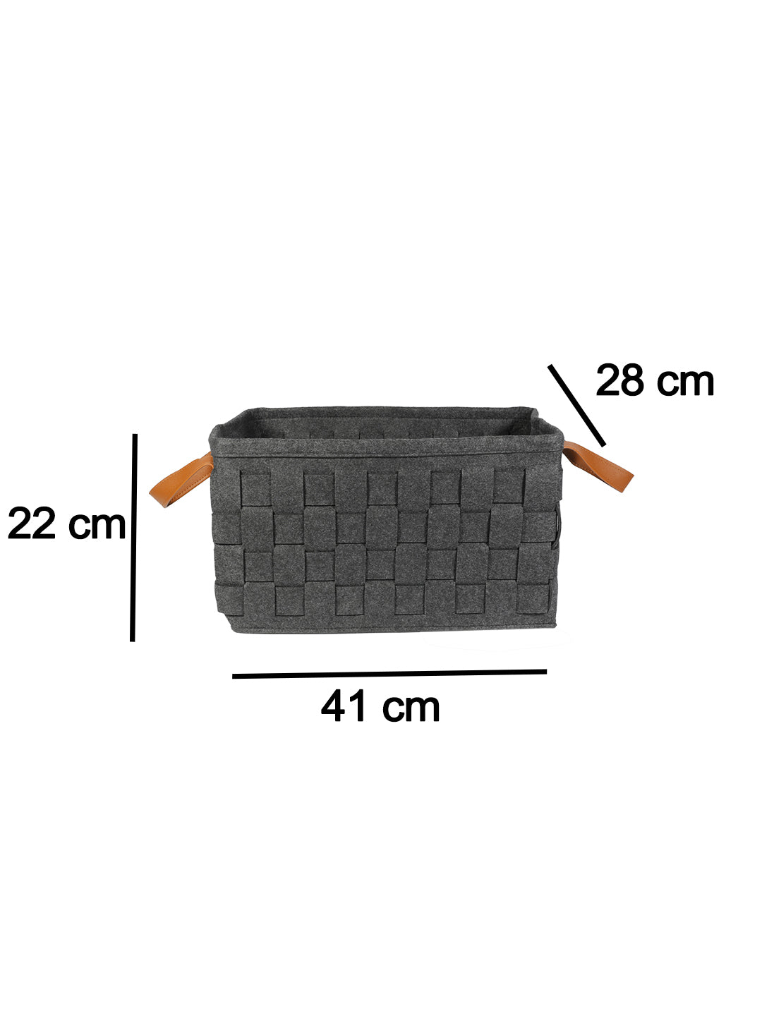 VON CASA Felt Fabric Storage Basket Organizer Boxes - 25 Litre, Dark Grey