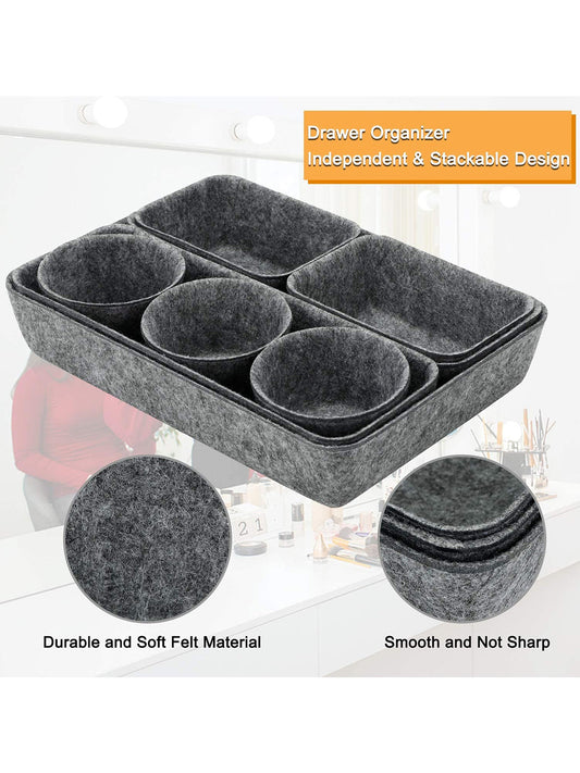 VON CASA Rectangular Felt Desk Organizer - Dark Grey